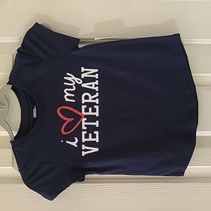 SONOMA GIRLS BLUE "I LOVE MY VETERAN " SHORT SLEEVE T-SHIRT SIZE MEDIUM